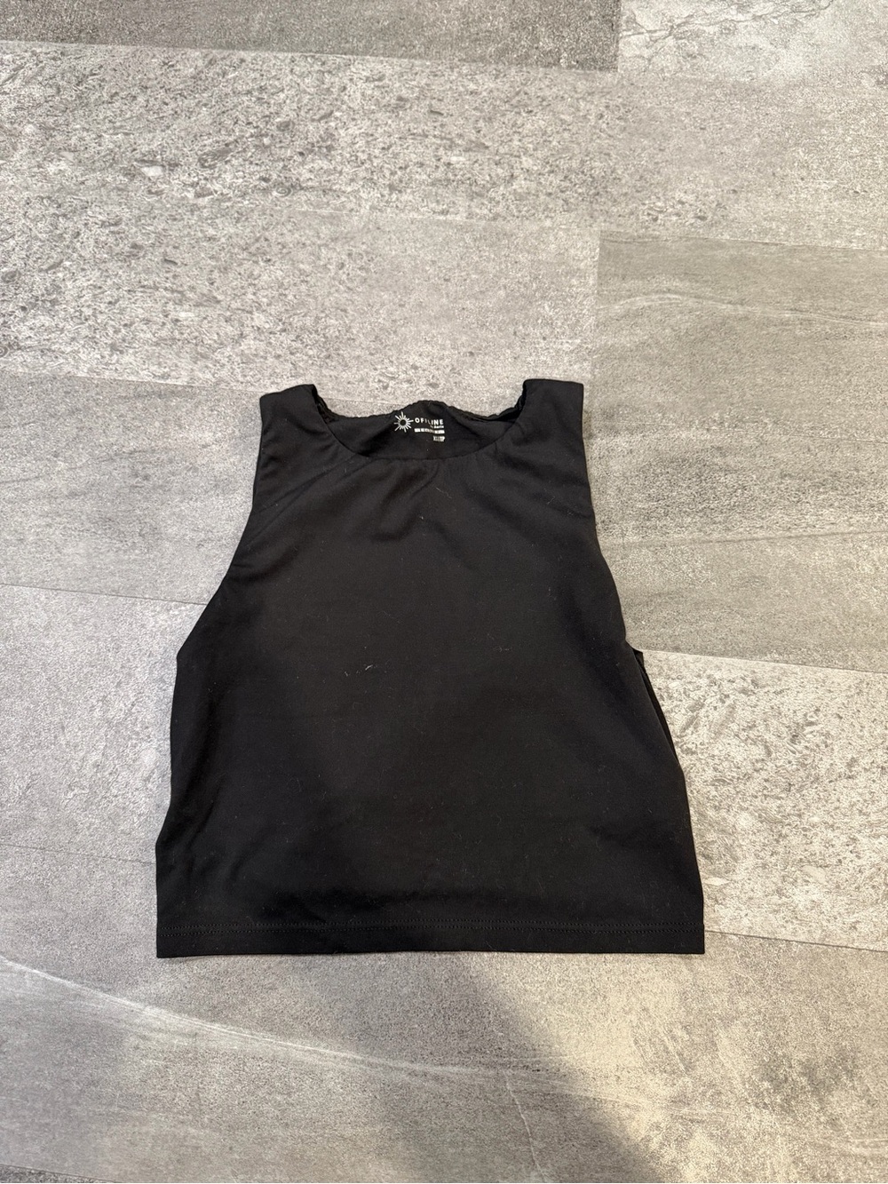 aerie Black Ribbed Crop Tank Top